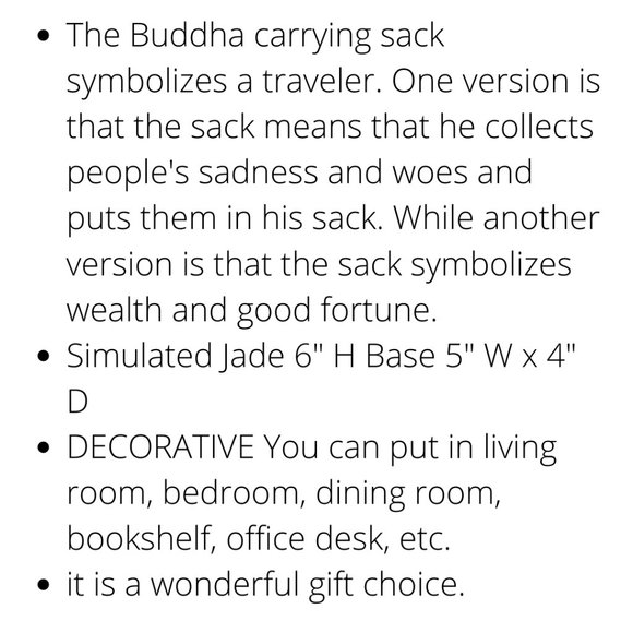 6" H Traveler Happy Buddha with Sack/Bag Jadite Simulated Jade  Base 5" W x 4" D - Picture 2 of 5